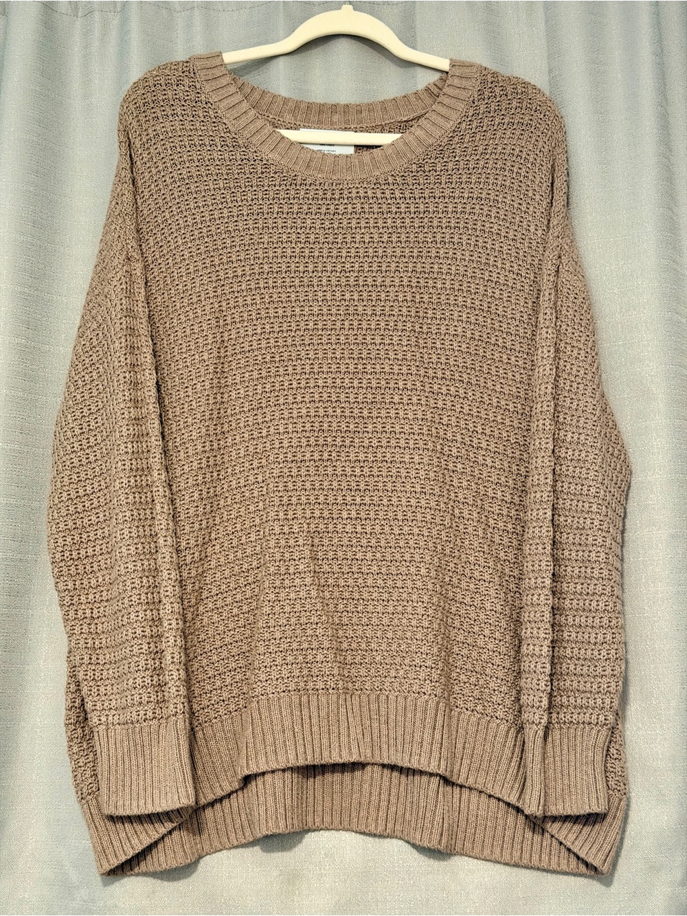 Old Navy Tunic Sweater Women’s XL Taupe Brown Open Knit Cutout Back Oversized